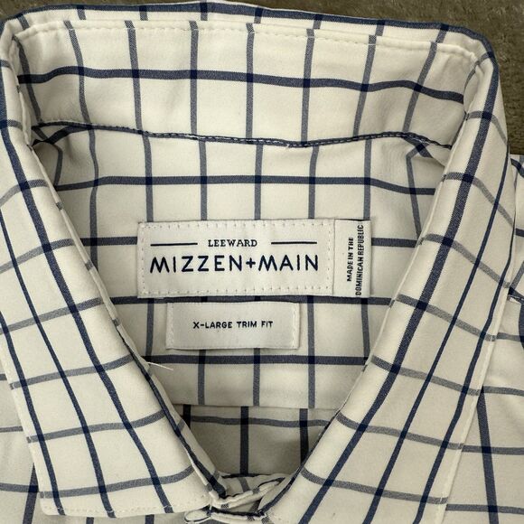 Mizzen Main Leeward Large Trim Fit Check Performance Button Up Long Sleeve Shirt - Picture 4 of 7